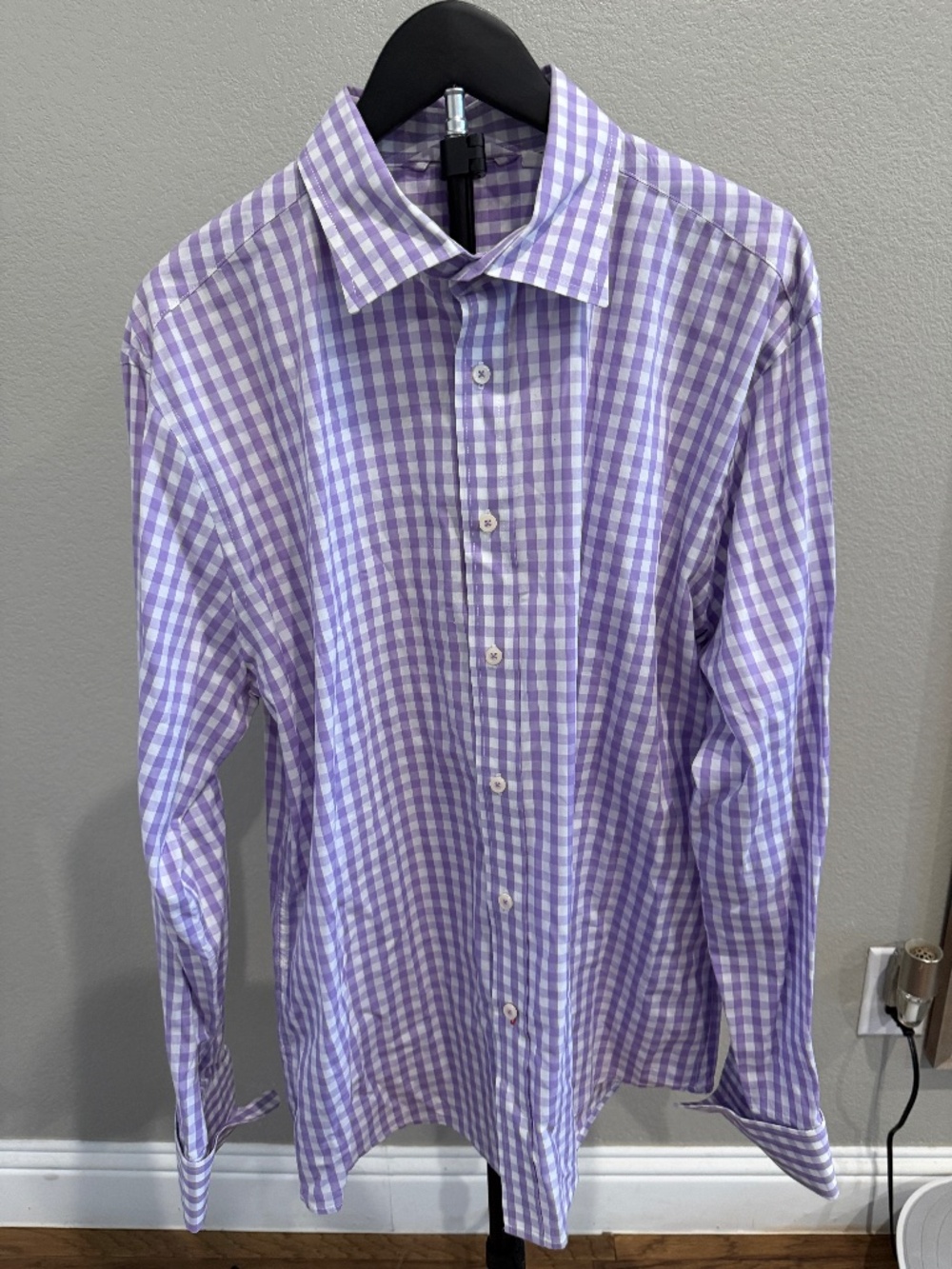 Men's Boden Lavender and white gingham plaid size 17.5